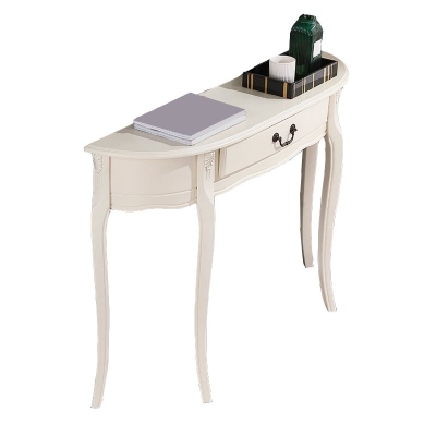 Mid-Century Modern Konsolentisch Halbmond 4 Beine Sofakonsolentisch aus gummiertem Holz