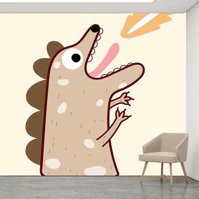 Carta da parati lavabile con illustrazioni di animali. Decorazione murale per interni