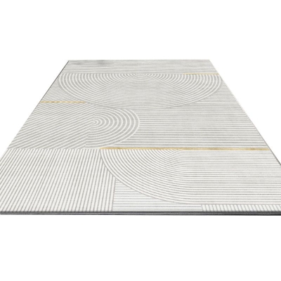 Tappeto moderno beige Tappeto in poliestere dalla linea irregolare Tappeto lavabile per salotto