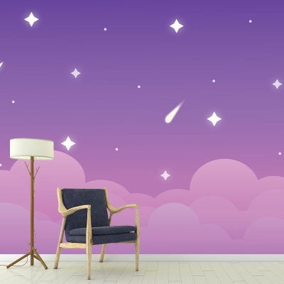 Illustrazione Murale resistente alle macchie Cartoon Cloud Living Room Wall Mural