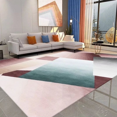 Tappeto moderno rosa Tappeto geometrico in poliestere Tappeto lavabile per soggiorno