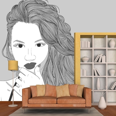 Illustrazione dei personaggi Carta da parati resistente alla muffa Decorazione murale per la camera da letto ambientale