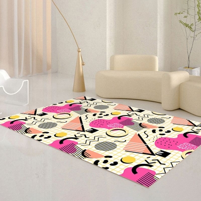 Tappeto casual per interni in poliestere a blocchi di colore Tappeto resistente alle macchie per la decorazione domestica