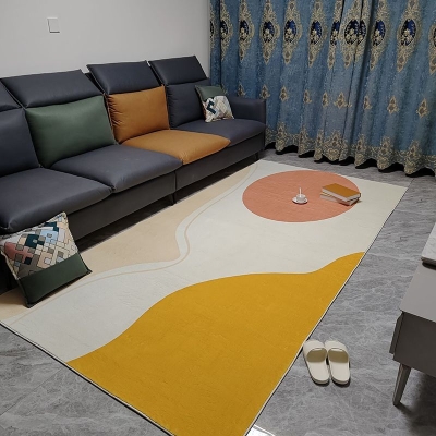 Tappeto semplice Tappeto nordico in tonalit&agrave; arancione Tappeto resistente alle macchie in poliestere per la decorazione domestica