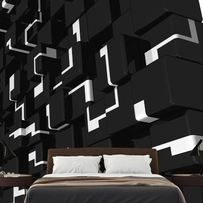 Tapete mit geometrischer Fotografie und Umweltmotiven f&uuml;r das Wohnzimmer