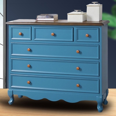 Cassettiera portaoggetti in legno massello per camera da letto retr&ograve; con 5/6 cassetti