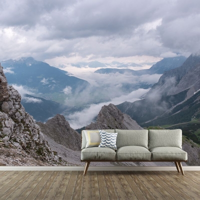 Carta da parati con paesaggi contemporanei. Carta da parati fotografica resistente alle macchie di montagna