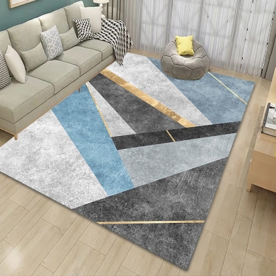 Tappeto moderno grigio Tappeto geometrico in poliestere Tappeto antimacchia per salotto