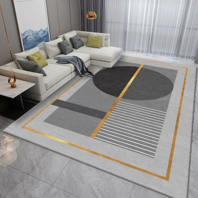 Splendido tappeto grigio Tappeto geometrico in poliestere Tappeto lavabile per soggiorno
