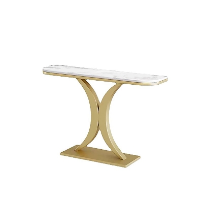 Glam Slate Iron Sofa Tbale Consolle rettangolare resistente alle macchie con piedistallo