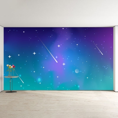 Carta da parati murale con illustrazione dell'universo dei cartoni animati Decorazione murale per interni ecologica