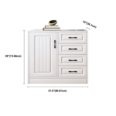 Cassettiera portaoggetti bianca, cassettiera portaoggetti in legno in stile moderno con cassetti e ante
