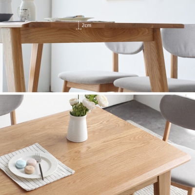 Tavolo da pranzo moderno rettangolare in rovere naturale con 4 gambe