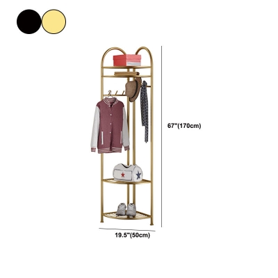Zeitgen&ouml;ssisches Eingangs-Set, freistehendes Metallregal in Schwarz und Gold, inklusive Flurst&auml;nder