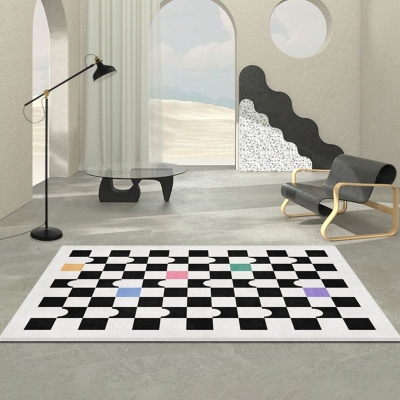 Tapete xadrez simples de poli&eacute;ster, tapete interno antiderrapante para sala de estar e quarto