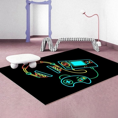 Tappeto casual con stampa Gamepad Tappeto in poliestere Tappeto resistente alle macchie per soggiorno