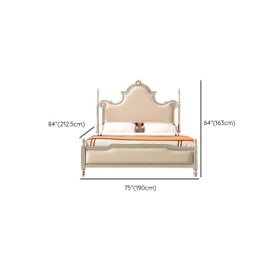 Letto standard imbottito in legno massello con struttura vittoriana beige standard con finiture a chiodo