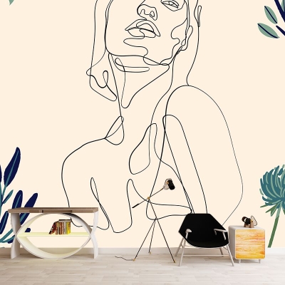 Line Art, carta da parati lavabile resistente alle macchie, carta da parati per salotto