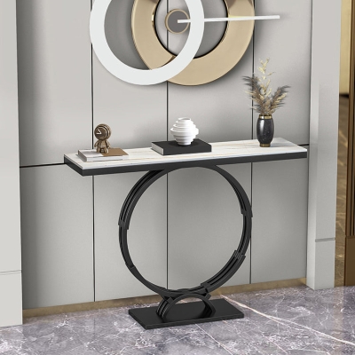 11,81" W Glam Rechteckiger Konsolen-Akzenttisch, Konsolen-Sofatisch mit Antik-Finish