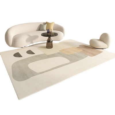 Tappeto beige semplice Tappeto in poliestere Linea Tappeto antimacchia per soggiorno