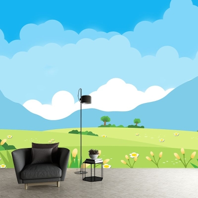 Carta da parati con illustrazioni di paesaggi, decorazione murale resistente alla muffa per la camera da letto