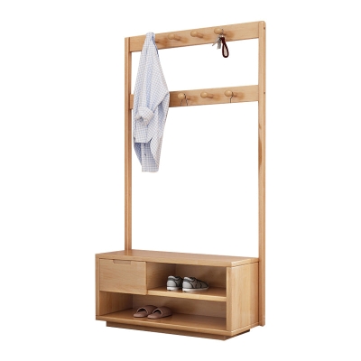 Zeitgen&ouml;ssischer Kleiderb&uuml;gelhaken-Design aus massivem Gummibaumholz mit Schublade