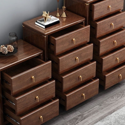 Cassettiera portaoggetti verticale in legno di noce per camera da letto Glam con cassetti