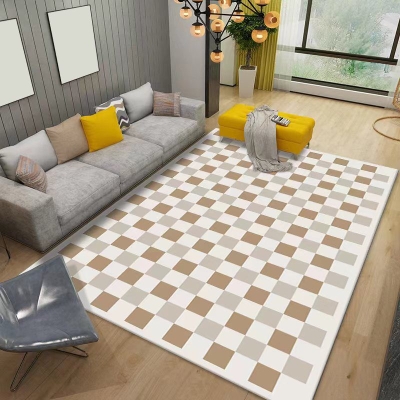 Tappeto moderno arancione chiaro Tappeto in poliestere con geometria Tappeto lavabile per la decorazione domestica