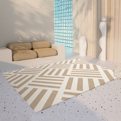 Tappeto casual marrone scuro Tappeto in pezzi colorati in poliestere Tappeto resistente alle macchie per soggiorno
