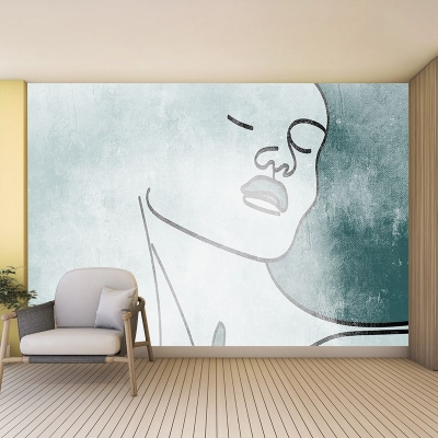 Carta da parati decorativa con illustrazione, linea artistica, decorazione murale per interni
