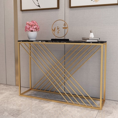 Moderner Konsolen-Akzenttisch, rechteckiger Konsolen-Sofatisch in Antik-Finish aus Marmor