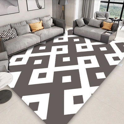 Tappeto moderno nero tappeto lavabile in poliestere geometrico per la decorazione domestica