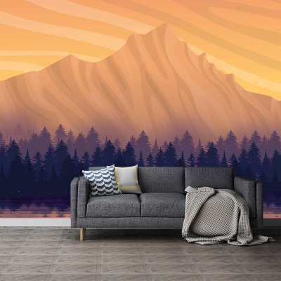 Illustrazione murale di pittura di paesaggio Carta da parati per interni