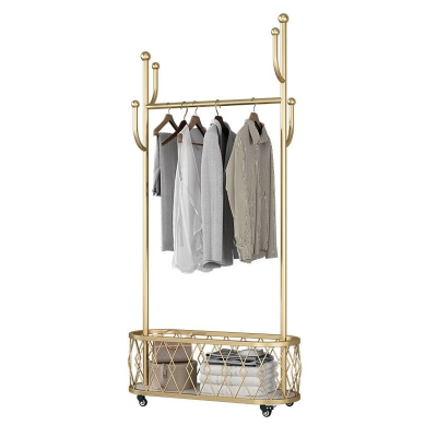 Garderobenst&auml;nder aus Metall f&uuml;r den Eingangsbereich, moderner, minimalistischer Kleiderb&uuml;gel f&uuml;r den Boden mit Rollen