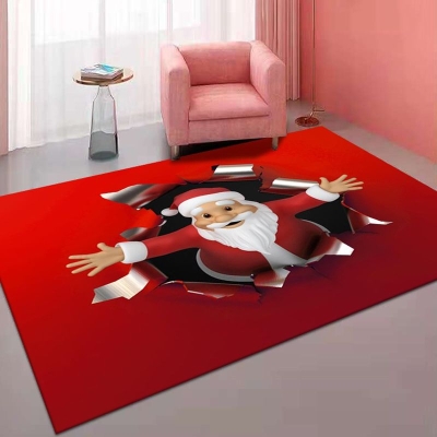 Tappeto rosso moderno Tappeto natalizio in poliestere per interni Tappeto lavabile per la decorazione domestica