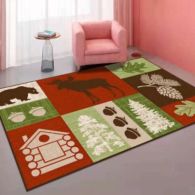 Tappeto moderno rosso Tappeto lavabile per interni in poliestere con fiocco di neve per la decorazione domestica
