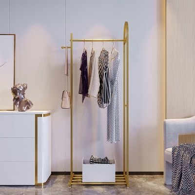 Kleiderb&uuml;gel aus Metall, Kleiderstange mit Metallrahmen und 2 Haken, Garderobe f&uuml;r den Eingangsbereich