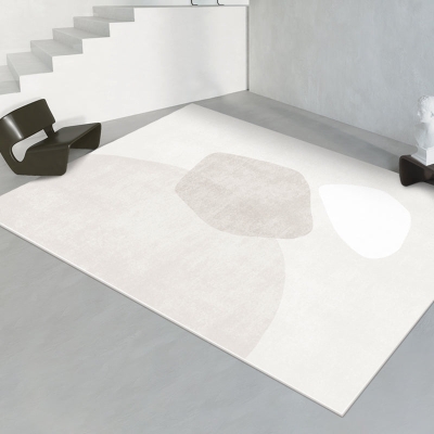 Tappeto moderno bianco Tappeto a blocchi di colore in poliestere Tappeto con supporto antiscivolo per salotto
