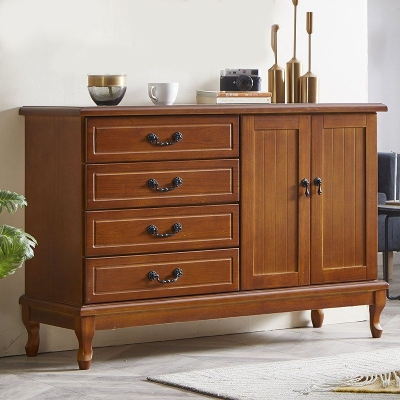 Kombi-Kommode aus Holz mit Aufbewahrungstruhen im traditionellen Stil in Wei&szlig; und Braun