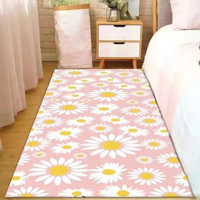 Tappeto moderno rosa Tappeto in crisantemo in poliestere Tappeto lavabile per salotto