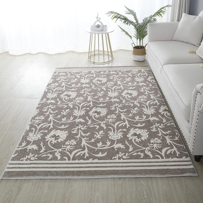 Tappeto semplice con motivo floreale Tappeto in poliestere giallo Tappeto lavabile per la decorazione domestica