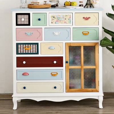 Kommode Coastal, Kommode aus Holz mit Schubladen und T&uuml;ren