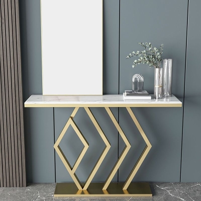 Glam-Akzenttisch mit Antik-Finish, Konsolen-Sofatisch aus Marmor