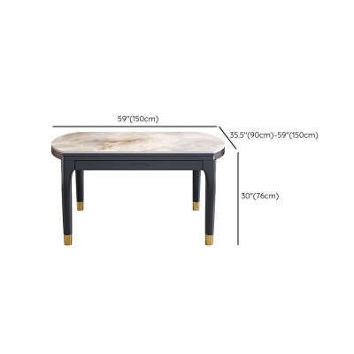 Tavolo da pranzo moderno allungabile con piano in pietra grigia e 4 gambe in acciaio nero