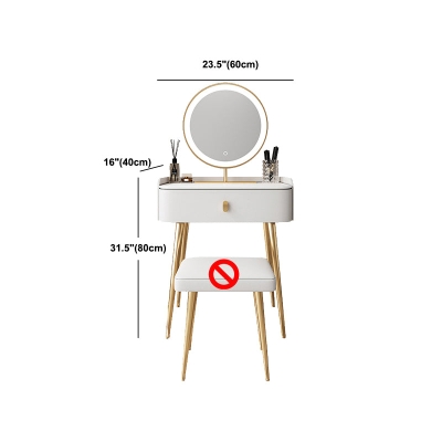 Vanit&agrave; bianca con tavolo da trucco e sgabello, cassettiera con 1/2 cassetti - 31,89" H