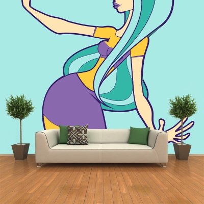 Illustrazione della carta da parati murale con personaggi dei cartoni animati Decorazione murale per interni