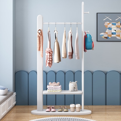 Stabile Garderobe aus massivem Gummibaumholz, freistehende Haken-Design-Garderobe
