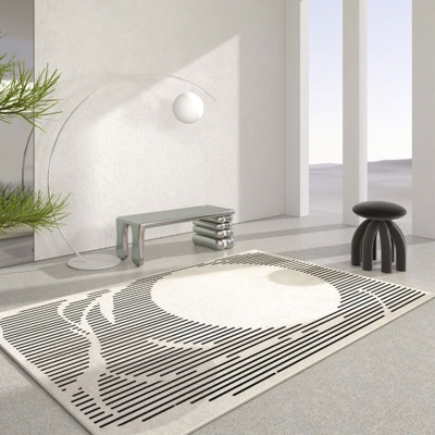 Tappeto moderno grigio scuro Tappeto grafico in poliestere Tappeto resistente alle macchie per la decorazione domestica