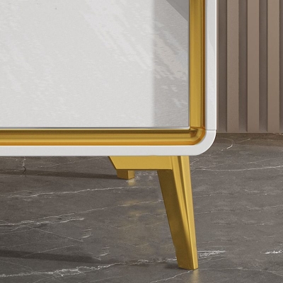 Cassettiera portaoggetti dorata in stile glam, cassettiera in legno con cassetti multipli