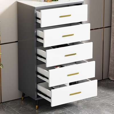 Stone Glam Aufbewahrungstruhe f&uuml;r Schlafzimmer, vertikale Kommode mit Schubladen